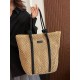 The 2025 summer new minimalist and versatile tote bag, a large-capacity single-shoulder bag for vacation and travel, and a fashionable straw woven bag