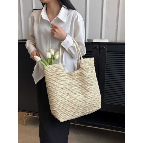 2025 new large-capacity straw woven bag tote bag, fashionable and versatile single-shoulder bag, beach vacation bag for women 2025 new large-capacity straw woven bag tote bag, fashionable and versatile single-shoulder bag, beach vacation bag for women