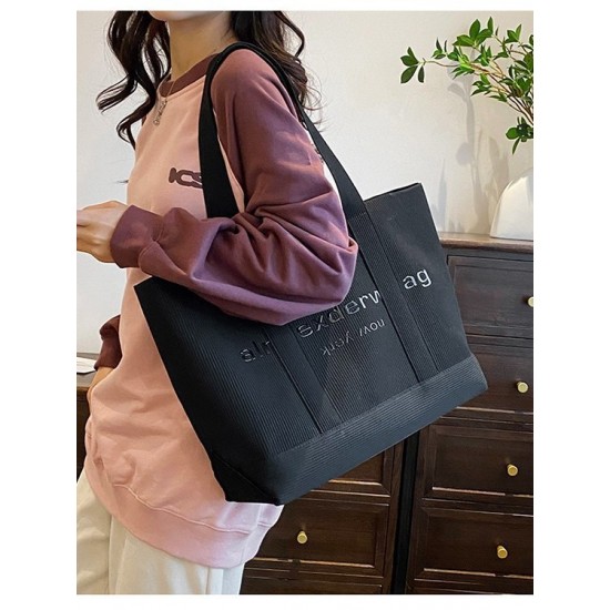 Retro Korean letter-printed tote bag, summer women's single-shoulder bag, large-capacity, high-quality commuting bag