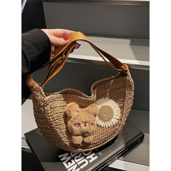 2025 summer new straw woven single-shoulder underarm bag, fashionable and versatile dumpling bag, crossbody bag, beach vacation bag 2025 summer new straw woven single-shoulder underarm bag, fashionable and versatile dumpling bag, crossbody bag, beach vacation bag