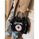 The Ball Chain doughnut embroidered shopping bag with the same style as the Internet celebrity is a fashionable large-capacity hand-held bag and shoulder tote bag