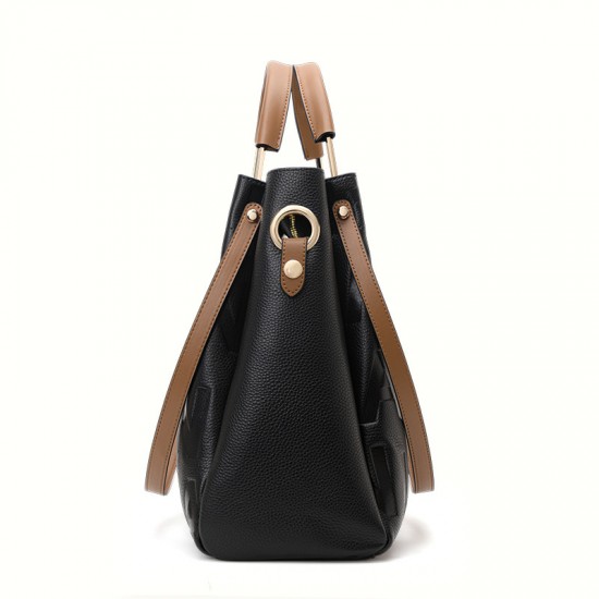 Qiandian genuine leather Bag 2025 New Style Trendy large-capacity bucket bag, single-shoulder bag, crossbody bag, handbag, women's letter bag Qiandian genuine leather Bag 2025 New Style Trendy large-capacity bucket bag, single-shoulder bag, crossbody bag, handbag, women's letter bag
