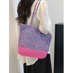 2025 Summer new casual single-shoulder bag, seaside vacation straw woven bag, large-capacity fashionable woven tote bag