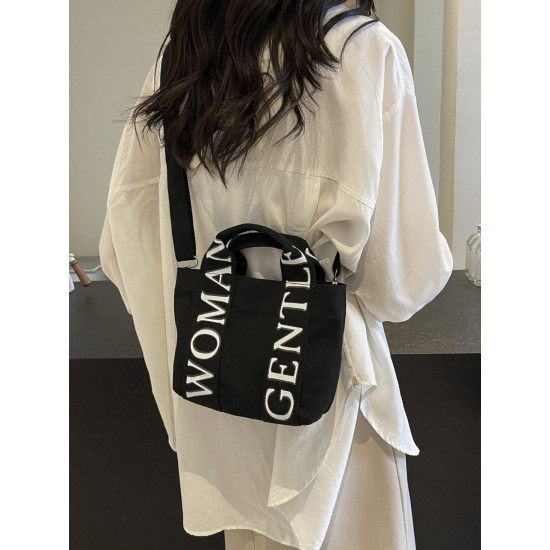 Gentle Woman hand-held canvas bag 2025 New single-shoulder crossbody letter print color-blocking mobile phone bag Gentle Woman hand-held canvas bag 2025 New single-shoulder crossbody letter print color-blocking mobile phone bag