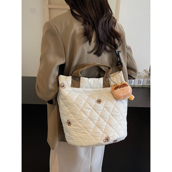 2025 new commuter large-capacity tote bag, student single-shoulder bag for class, Korean-style embroidered crossbody bag, hand-held cloth bag 2025 new commuter large-capacity tote bag, student single-shoulder bag for class, Korean-style embroidered crossbody bag, hand-held cloth bag