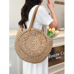 2025 new country-style straw woven handbag, casual single-shoulder crossbody bag, fashionable and versatile summer vacation beach bag