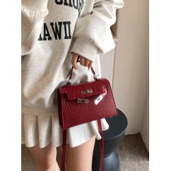 Spring 2025 new niche design crocodile print high-end versatile small square bag, single-shoulder crossbody Kelly women's bag