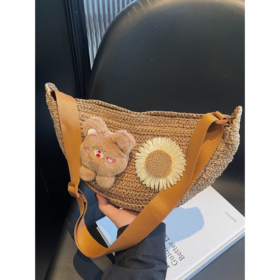 2025 summer new straw woven single-shoulder underarm bag, fashionable and versatile dumpling bag, crossbody bag, beach vacation bag 2025 summer new straw woven single-shoulder underarm bag, fashionable and versatile dumpling bag, crossbody bag, beach vacation bag
