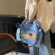 Gao Yuanyuan's same style canvas bag ball chain bag, eco-friendly bag, crossbody nylon women's large-capacity embroidered shopping bag