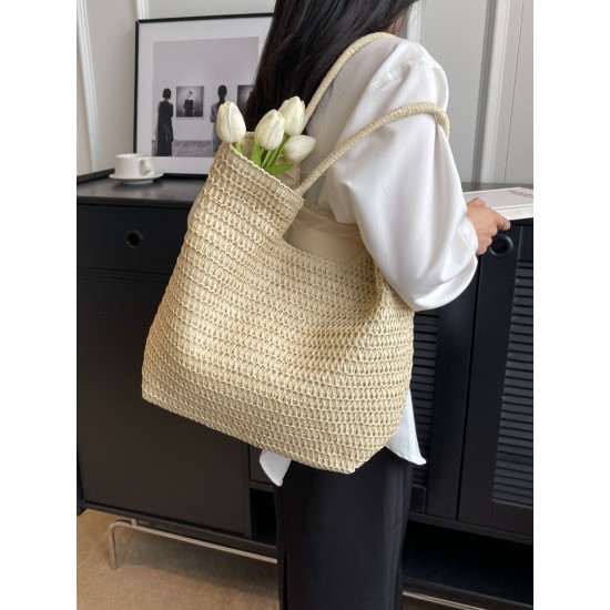 2025 new large-capacity straw woven bag tote bag, fashionable and versatile single-shoulder bag, beach vacation bag for women 2025 new large-capacity straw woven bag tote bag, fashionable and versatile single-shoulder bag, beach vacation bag for women