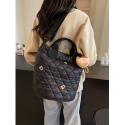 2025 new commuter large-capacity tote bag, student single-shoulder bag for class, Korean-style embroidered crossbody bag, hand-held cloth bag