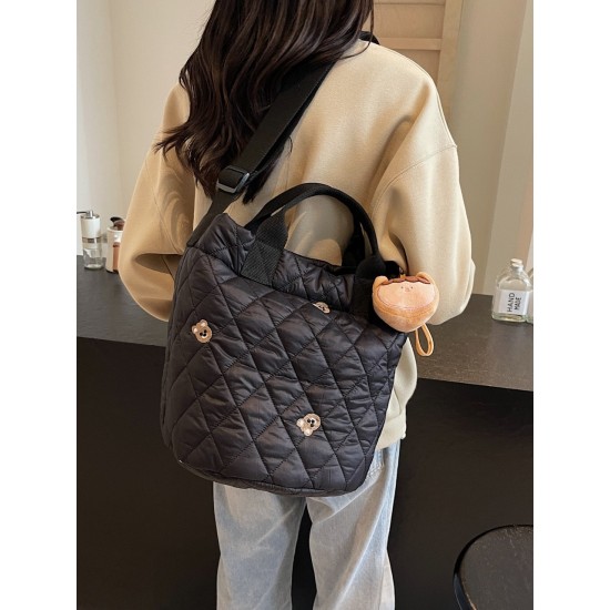 2025 new commuter large-capacity tote bag, student single-shoulder bag for class, Korean-style embroidered crossbody bag, hand-held cloth bag 2025 new commuter large-capacity tote bag, student single-shoulder bag for class, Korean-style embroidered crossbody bag, hand-held cloth bag