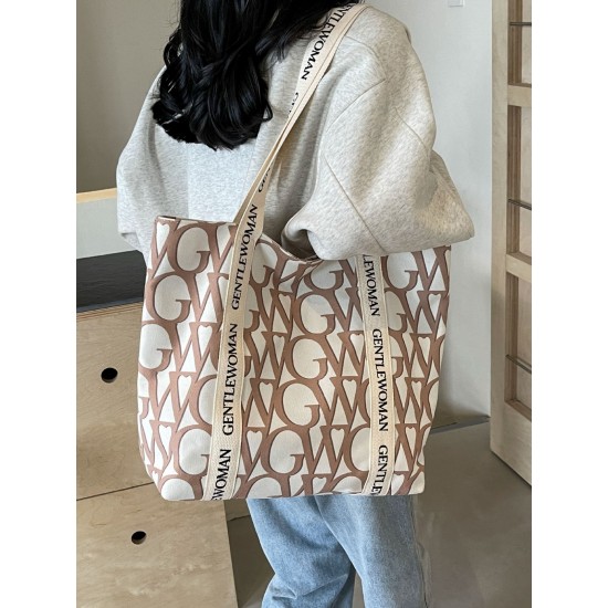 Thai Gentle Woman letter printed canvas bag for women, 2025 new fashionable and versatile single-shoulder tote bag Thai Gentle Woman letter printed canvas bag for women, 2025 new fashionable and versatile single-shoulder tote bag