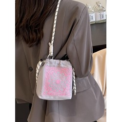Summer new Chinese-style embroidered canvas bag, women's casual and versatile single-shoulder crossbody bag, commuting mobile phone bag